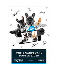 Картон білий двостор. (10арк) A4, 210г/м2 Kite Dogs