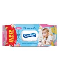 Серветки вологі з клапаном, 120 шт Superfresh Baby chamomile