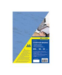 Обкладинка картонна А4 (50шт), фактура "під шкіру", синя, 250г/м2