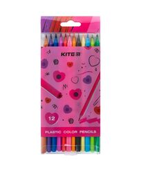 Олівці кол. пластикові, 12шт Kite Heart