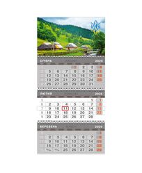 Календар квартальний на 3 пружини, розмір 360х685 мм, "Карпатське село"
