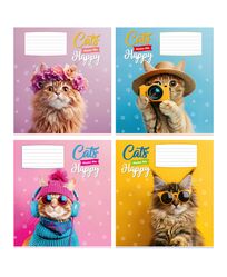 Зошит учнівський 18 арк., лінія, обкладинка повноколірна Серія 135"Коти"