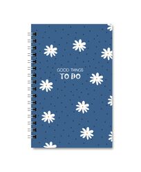 Блокнот A6, 100 арк., клітинка, обкладинка твердий картон, пружина, Серія "Ромашки"