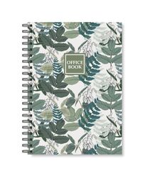 Блокнот A4, 100 арк., клітинка, обкладинка твердий картон, пружина, Серія "Листя зелене"