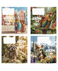 Зошит учнівський повноколірний 24 арк., лінія. Серія 206"Тварини в поході"