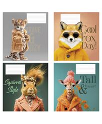 Зошит учнівський повноколірний 18 арк., клітинка. Серія 215"Стильні тварини"