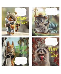 Зошит учнівський повноколірний 12 арк., клітинка. Серія 216"Милі хвостики"