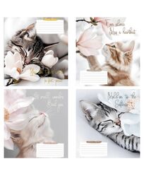 Зошит учнівський повноколірний 18 арк., клітинка. Серія 230"Котики з квітами"