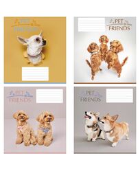 Зошит учнівський повноколірний 12 арк., коса лінія. Серія 234"Домашні друзі"