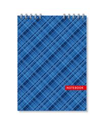 Блокнот A5, 48 арк., клітинка, обкладинка картон, пружина, Серія "Шотландка синя 2"