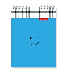 Блокнот A5, 48 арк., клітинка, обкладинка картон, пружина, Серія "Смайл на блакитному"