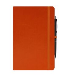 Записна книжка А5 в клітинку Vintage на гумці помаранчева