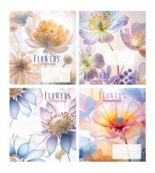 Зошит учнівський загальний 48 арк., клітинка, обкладинка повноколірна Серія 160"Квіткова симфонія"