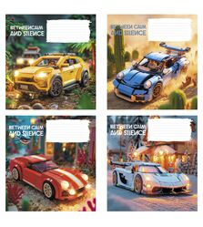 Зошит учнівський повноколірний 12 арк., коса лінія. Серія 285"Машинки"