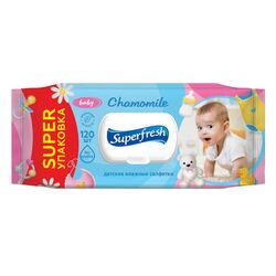 Серветки вологі з клапаном, 120 шт Superfresh Baby chamomile