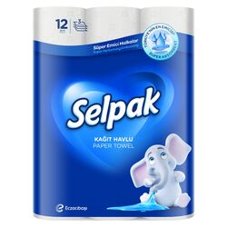 Рушники паперові цел. SELPAK, 12 рул, білі