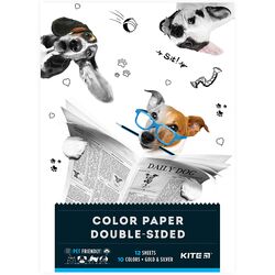 Папір кольор. двостор. (12арк/12кол), А4 Dogs