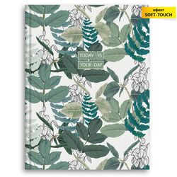 Зошит для нотаток А5, 80 арк., клітинка, обкладинка твердий картон, Серія "Листя зелене"