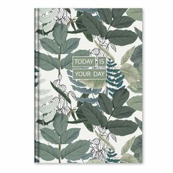 Зошит для нотаток А6, 176 арк., клітинка, обкладинка твердий картон, Серія "Листя зелене"