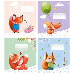 Зошит учнівський 12 арк., лінія, обкладинка повноколірна Серія 703 "Лисички"