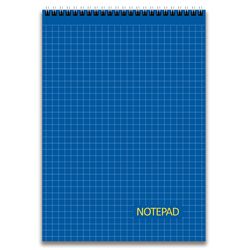 Блокнот А4, 48 арк., клітинка, обкладинка картон, пружина, Серія "Клітинка на синьому"