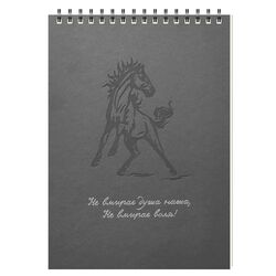 Блокнот А5, 48 арк., чисті, обкладинка дизайнерський картон, пружина, Серія "Кінь"