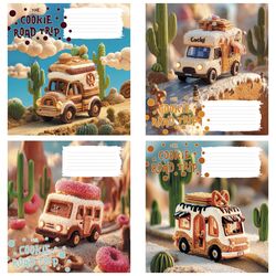 Зошит учнівський повноколірний 12 арк., клітинка. Серія 210"Солодке авто"