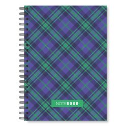 Блокнот A5, 100 арк., клітинка, обкладинка твердий картон, пружина, Серія "Шотландка фіоле"