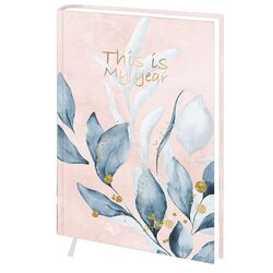 Щоденник датований А5 в лінію Ламінація Soft-touch "Листя"