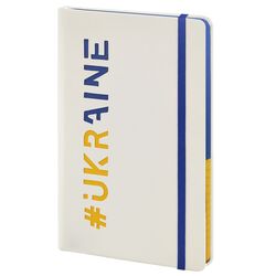 Записна книжка А5 в клітинку Nebraska на гумці біла, висічка "#Ukraine"
