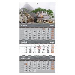 Календар квартальний на 3 пружини, розмір 360х685 мм,  "Дерево"