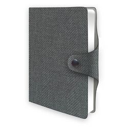Щоденник недатований А6 в клітинку Tweed на кнопці сірий