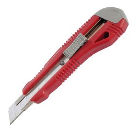 Ніж канцелярський, 18 мм, авто-фіксатор, червоний