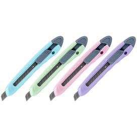 Ніж канцелярський, 9 мм, мех фіксатор, асорті