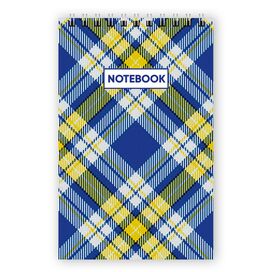 Блокнот А6, 48 арк., клітинка, обкладинка картон, пружина, Серія "Шотландка Україна 1"