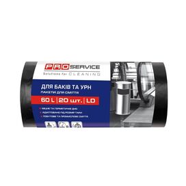 Пакети для сміття 60л/20шт, 21 мкм, чорні, LD