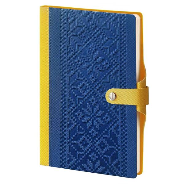 Записна книжка А5 в клітинку Twill на кнопці синьо-жовта Поліграфіст картинка 2