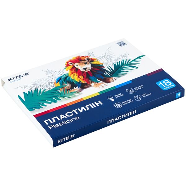 Пластилін восковий, 18 кол, 360 г. Kite Classic Поліграфіст картинка 2