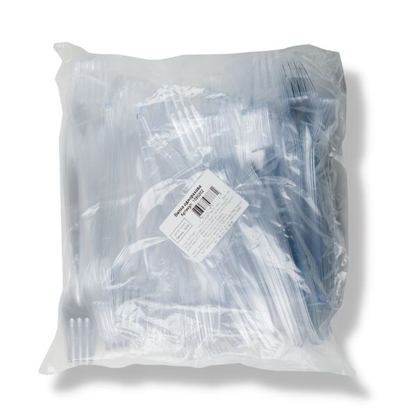 Виделка одноразова, 18 см, прозора,  100шт Поліграфіст картинка 2