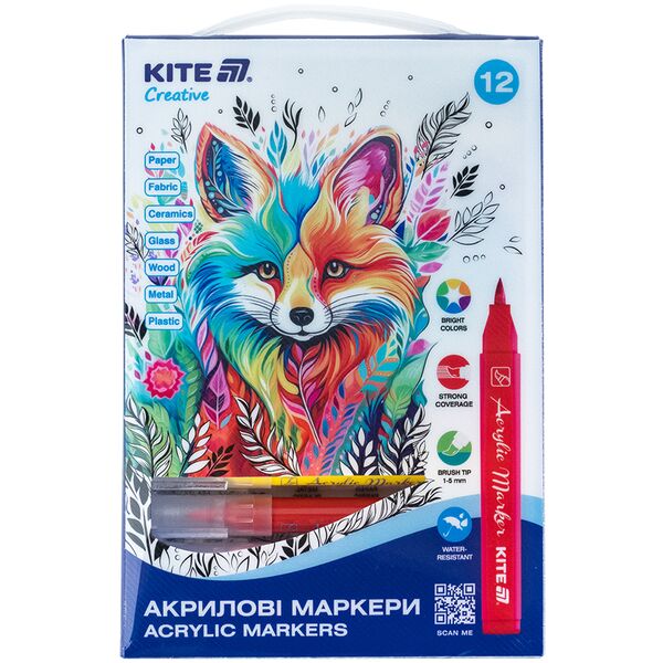 Маркери-пензлики акрилові, набір 12шт, Creative Поліграфіст
