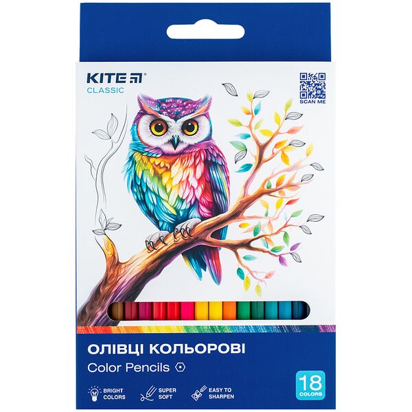 Олівці кол., 18 шт. Kite Classic Поліграфіст