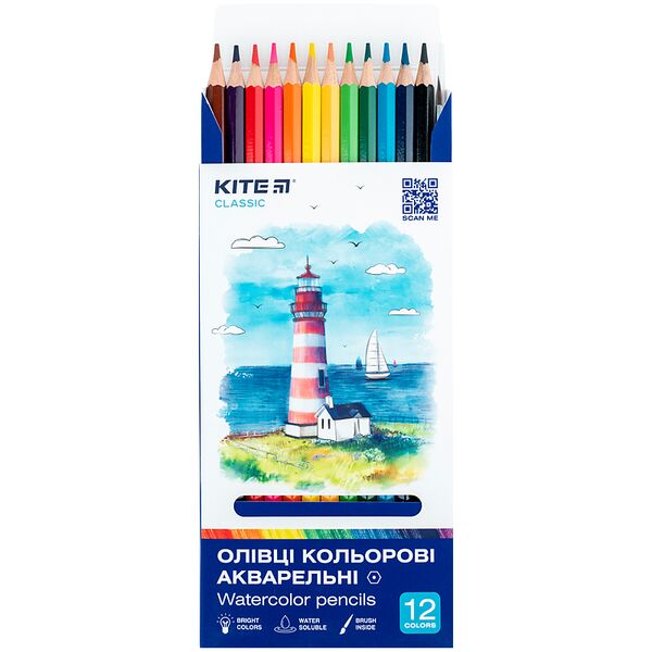 Олівці кол. акварельні, 12 шт. Kite Classic Поліграфіст картинка 4