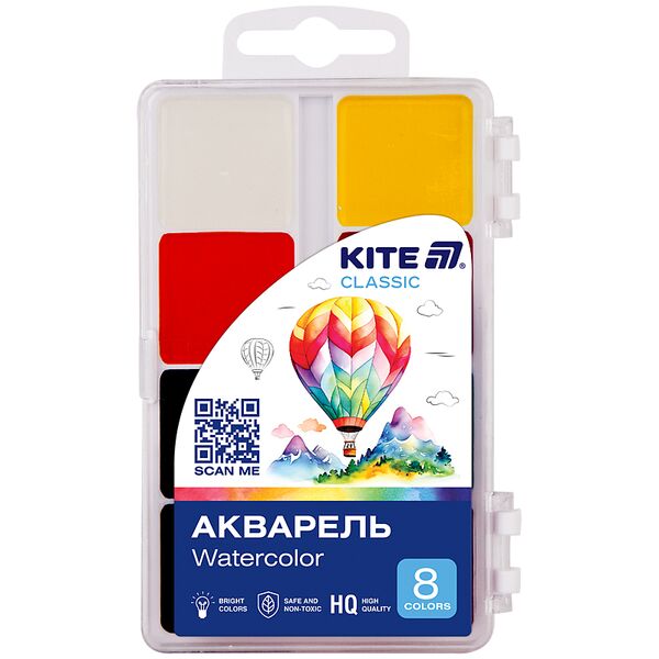 Фарби аквар. 8 кол. Kite Classic Поліграфіст