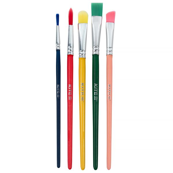 Набір пензлів: синт. круг. № 3, 5 плоскі №8, 9, 10 Поліграфіст картинка 2