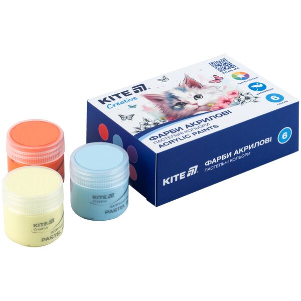 Фарби акрил. 6 пастель. кол. 20 мл, Kite Creative Поліграфіст картинка 2