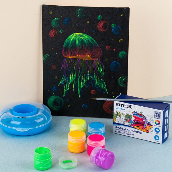 Фарби акрил. 6 неон. кол. 20 мл, Kite Creative Поліграфіст картинка 6