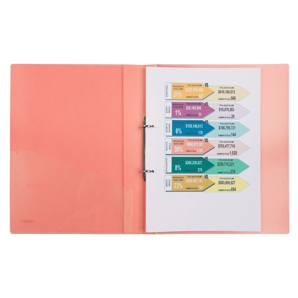 Папка на 2-х кільцах, 25мм, прозора рожева Поліграфіст картинка 2