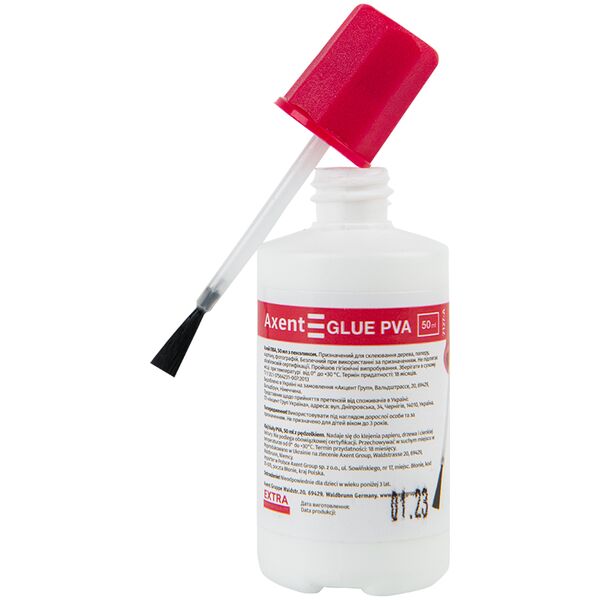 Клей ПВА, 50 мл "Extra", з пензликом Поліграфіст картинка 2