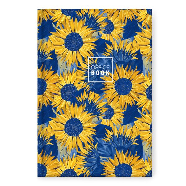 Книга обліку А4, 100 арк., клітинка, обкладинка твердий картон, Серія "Соняшники 2"" Поліграфіст