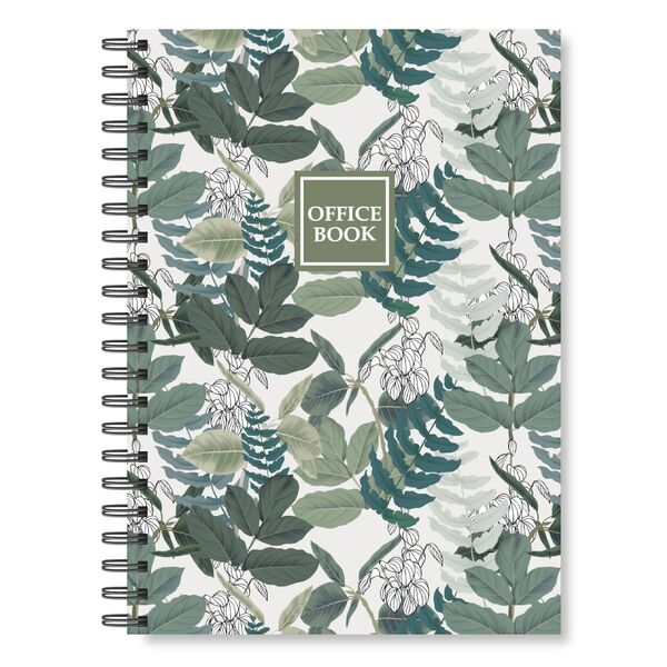 Блокнот A4, 100 арк., клітинка, обкладинка твердий картон, пружина, Серія "Листя зелене" Поліграфіст